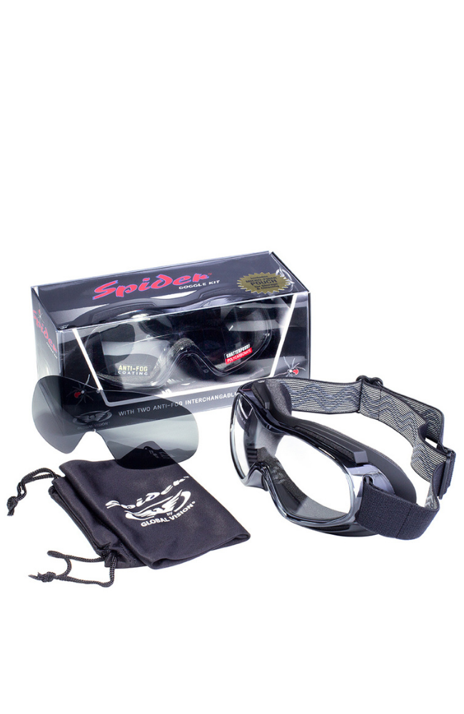 OVER THE GLASSES MOTORCYCLE GOGGLES GLOBAL VISION SPIDER KIT A/F