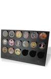 H-D COLLECTORS COIN DISPLAY STAND, HOLDS 18 COINS. BLACK