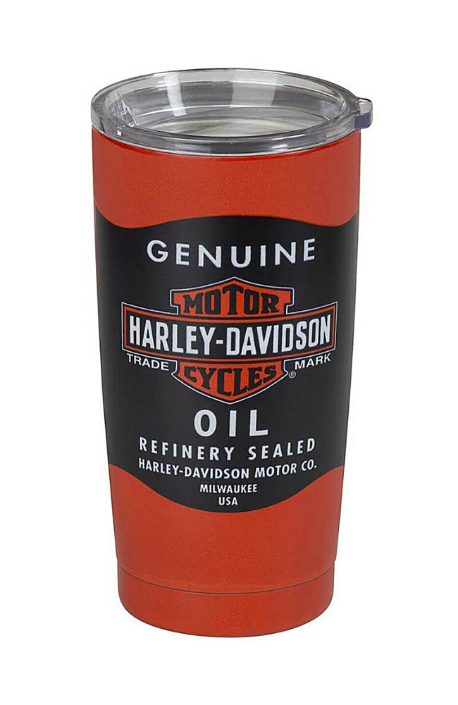 H-D OIL CAN STAINLESS STEEL INSULATED TRAVEL MUG 20 OZ