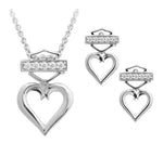 Harley-Davidson® Women's Bling Heart Necklace & Post Earrings Gift Set