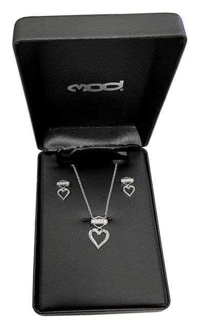 Crislu Jewelers 925 Sterling Silver Heart Shaped Necklace and Stud Earrings  With Cubic Zirconia Inlaid in Heart 15 Cable Chain Gift Box - Etsy Sweden